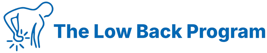 Low Back Program logo with spine and lower back icon in blue text.