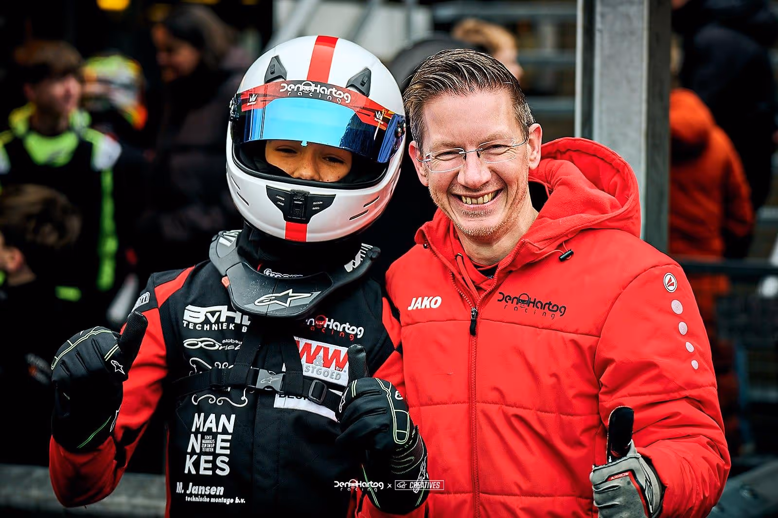 Racer op foto met man