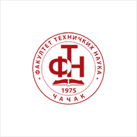 Logo with red Cyrillic letters and text encircling a hammer and book symbol, denoting a technical sciences faculty established in 1975.