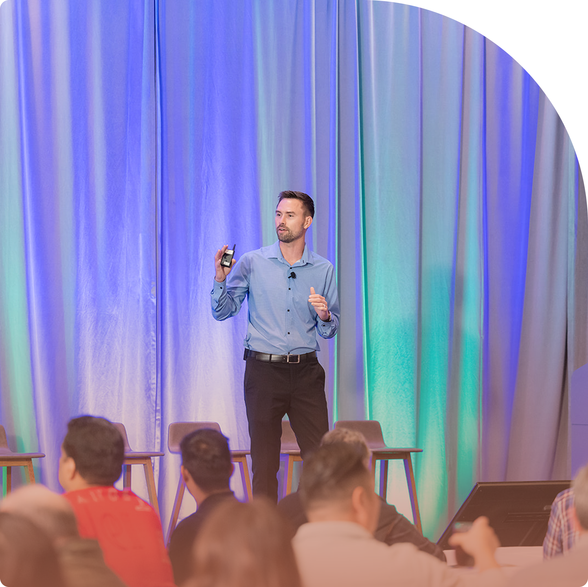 Alex Dorr delivering the Kickoff Session keynote, introducing the basics of ditching workplace drama