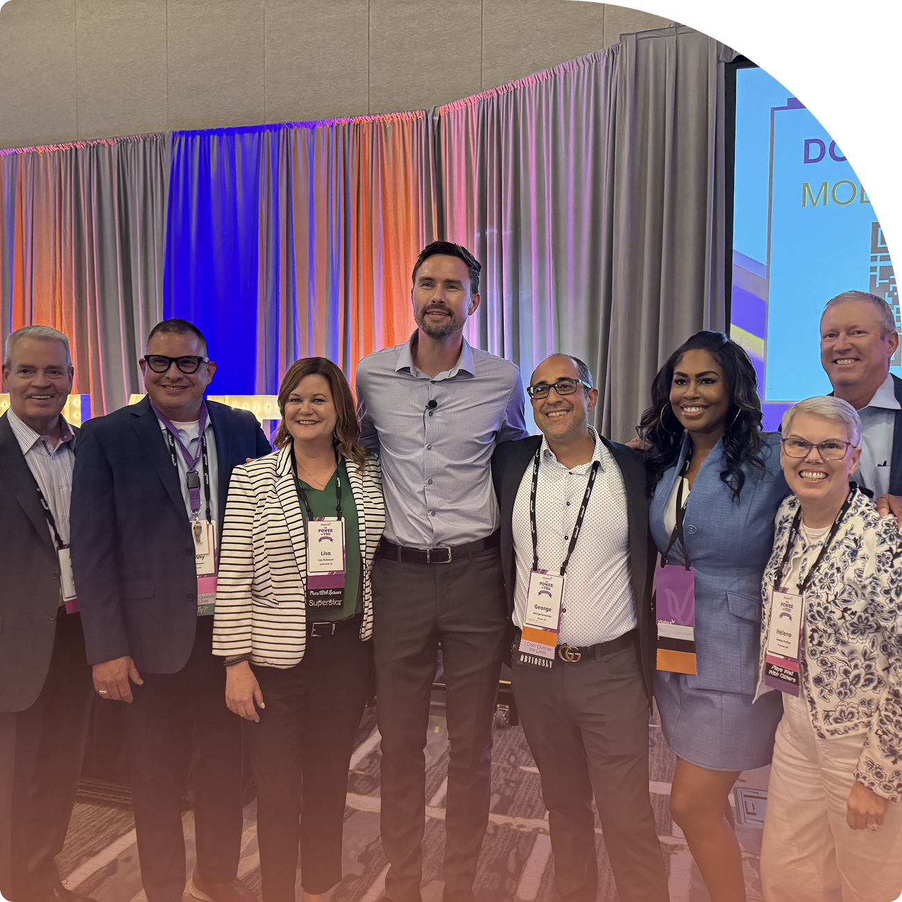 Alex Dorr with attendees at a Reality-Based Leadership event