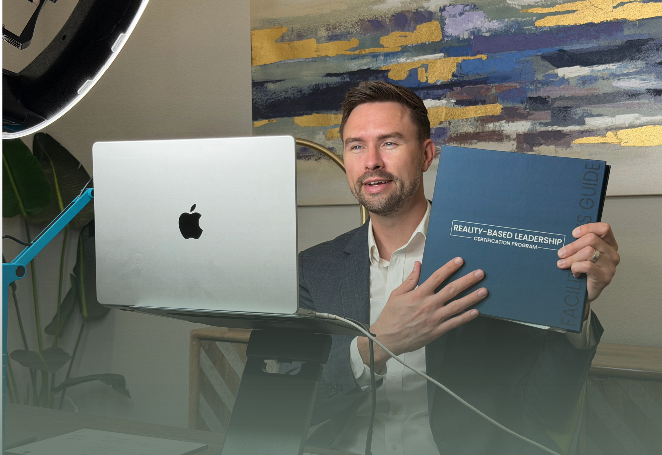 Alex Dorr presenting the Reality-Based Leadership Certification Program materials during a virtual training session