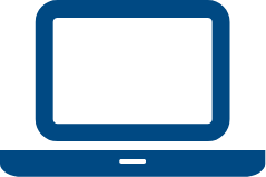 Pictogram van een open laptop met een leeg scherm.
