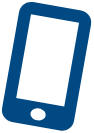 Pictogram van een mobiele telefoon in donkerblauw.