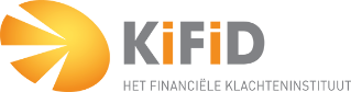 KiFiD logo with orange abstract design and text Het Financiële Klachteninstituut.