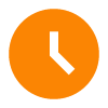 Icono de reloj naranja con las agujas indicando las 2 y 30.