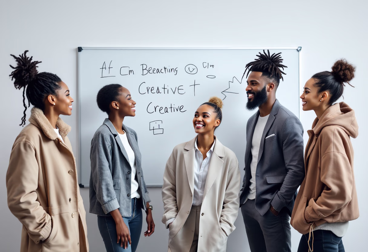 image of diverse team brainstorming (for an ai saas company)