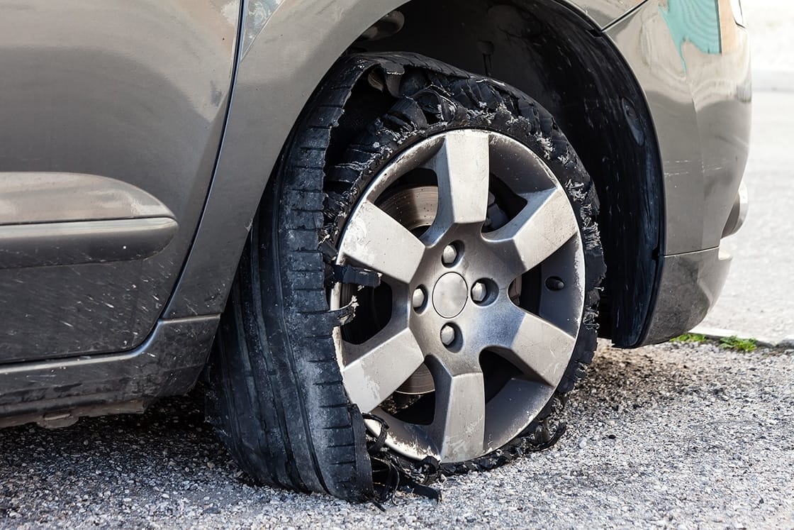 Roadside Assistance For A Vehicle With A Tire Blowout