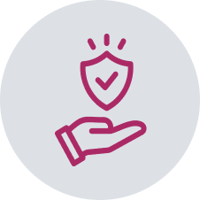 Hand holding a shield with a checkmark symbolizing protection or security.