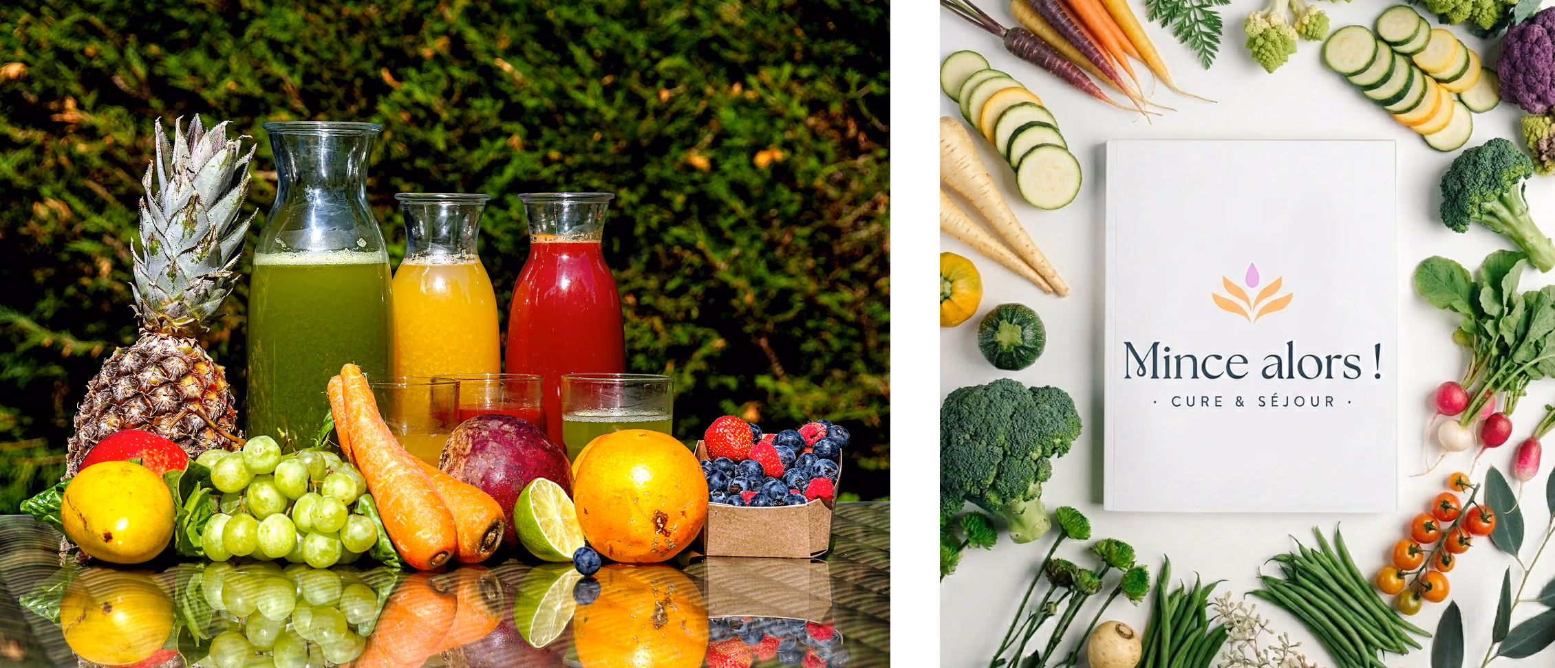 jus de fruits et légumes frais et livre mince alors