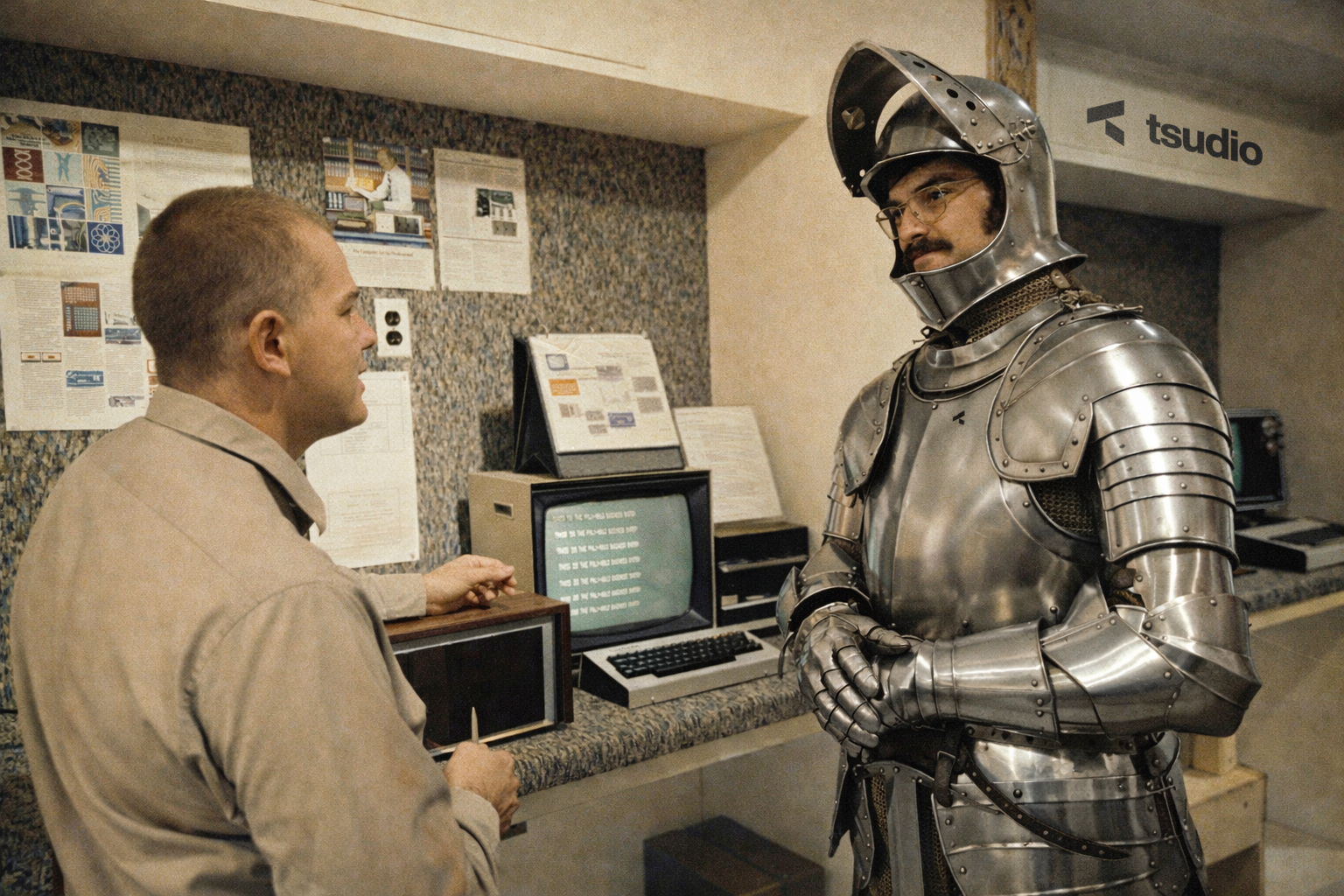 Two colleagues smiling and discussing work while looking at a laptop in a room with plants.