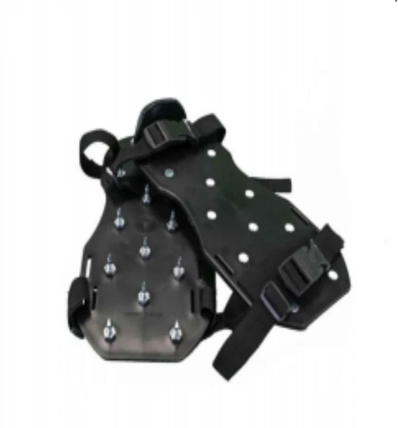 Vantage spike-shoe harness with straps and metal-stud plates