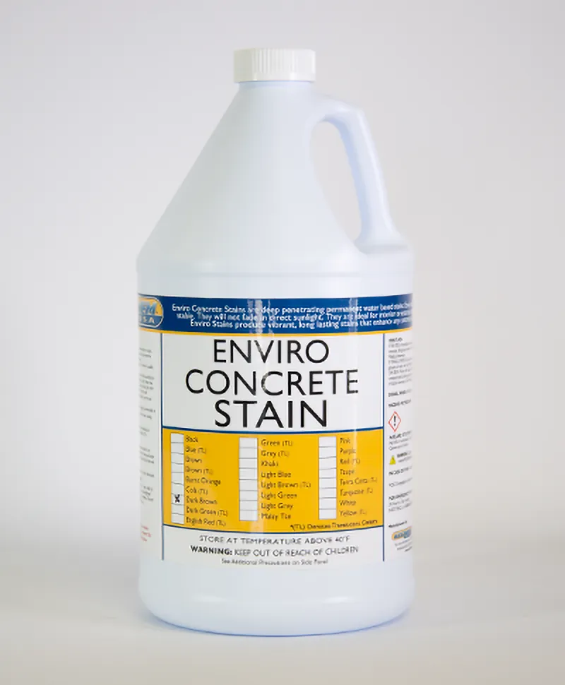 Enviro Concrete Stain 1-gallon jug with color chart on label