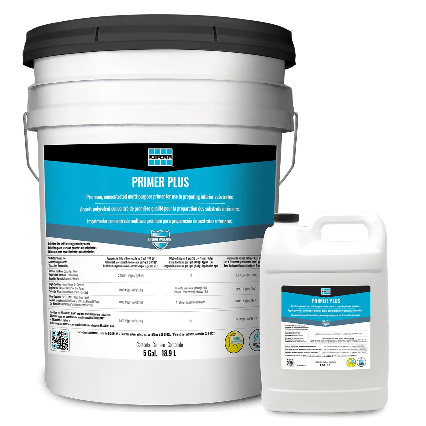 Laticrete Primer Plus 5-gallon bucket and 1-gallon jug