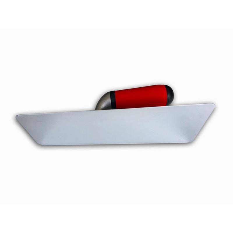 Chrome finishing trowel side view showing blade profile