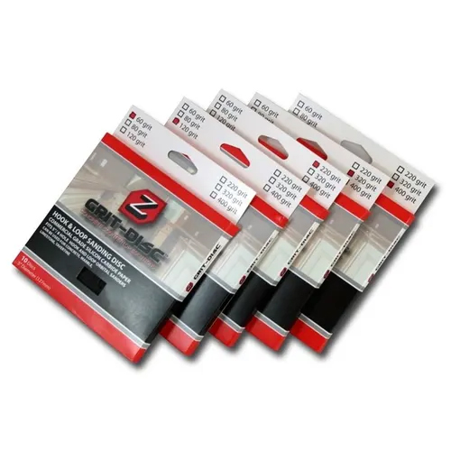 Z Grit Disc sanding disc boxes in assorted grits, 6-pack