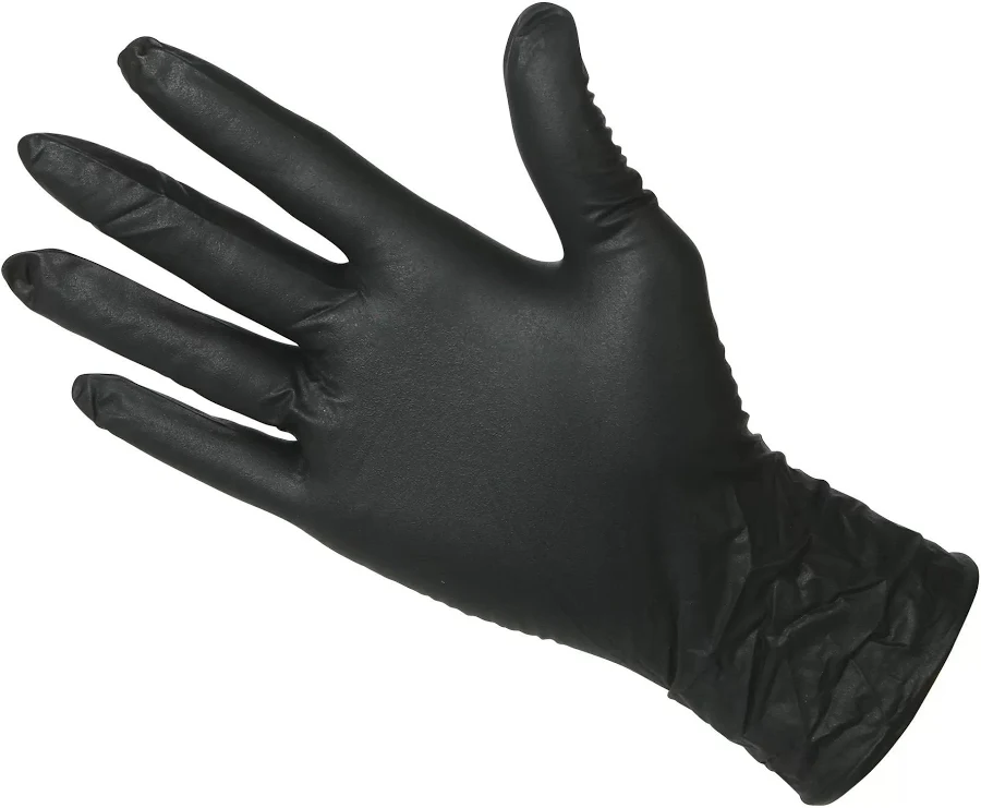 Safety Zone black nitrile glove shown close-up, palm view