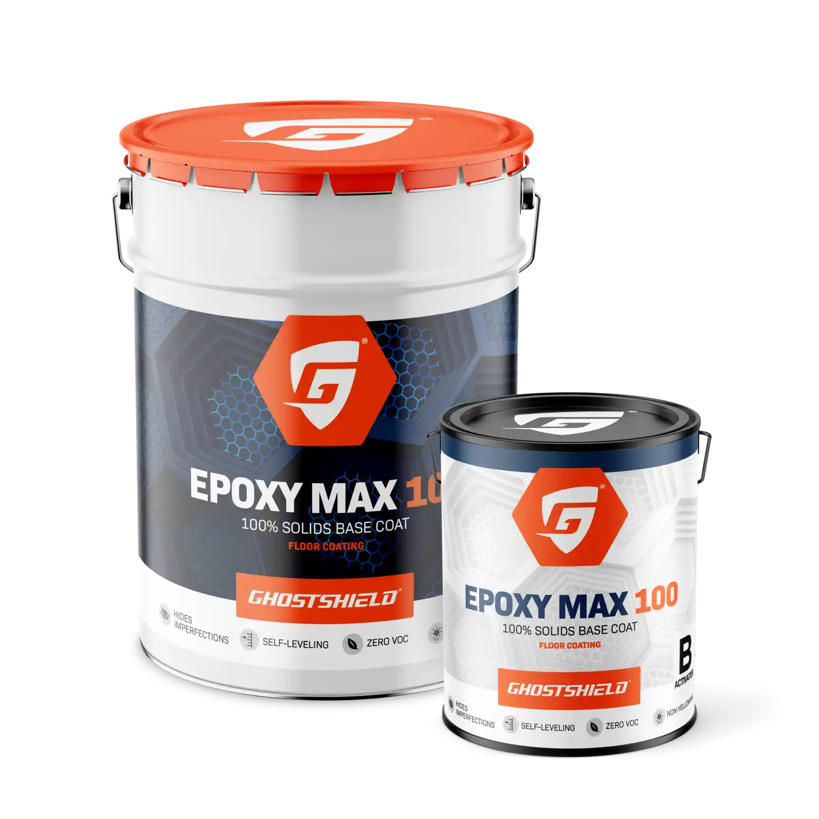 Ghostshield Epoxy Max 100 epoxy floor coating, 5-gallon and 1-gallon pails