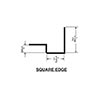 Square Edge countertop form line-drawing diagram with dimensions