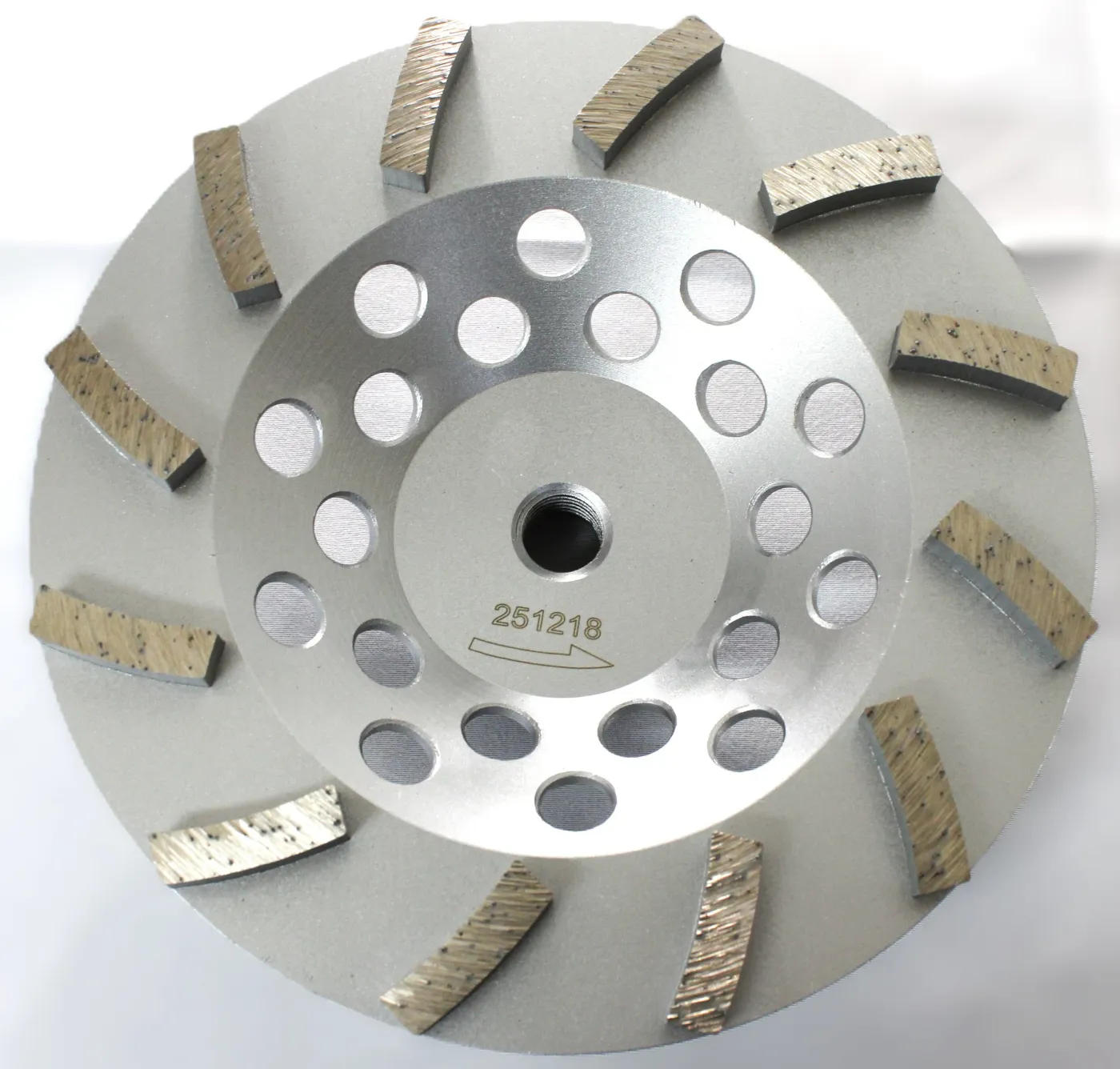 Forte silver diamond cup wheel with 12 angled turbo segments