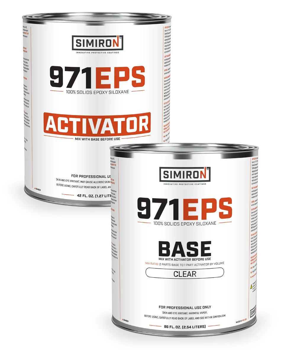 Simiron 971EPS epoxy siloxane clear topcoat, base and activator kit