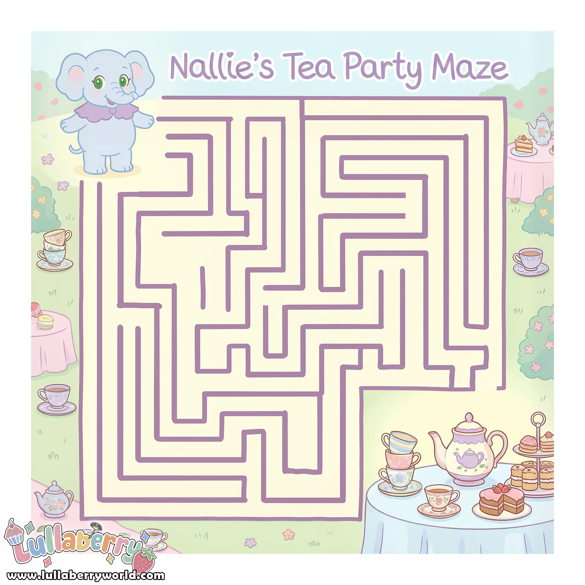 Nallie's tea party maze, can you find the way?