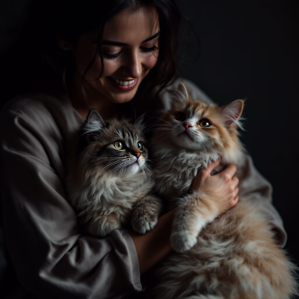 [headshot] image of customer with their pet (for a pet store)