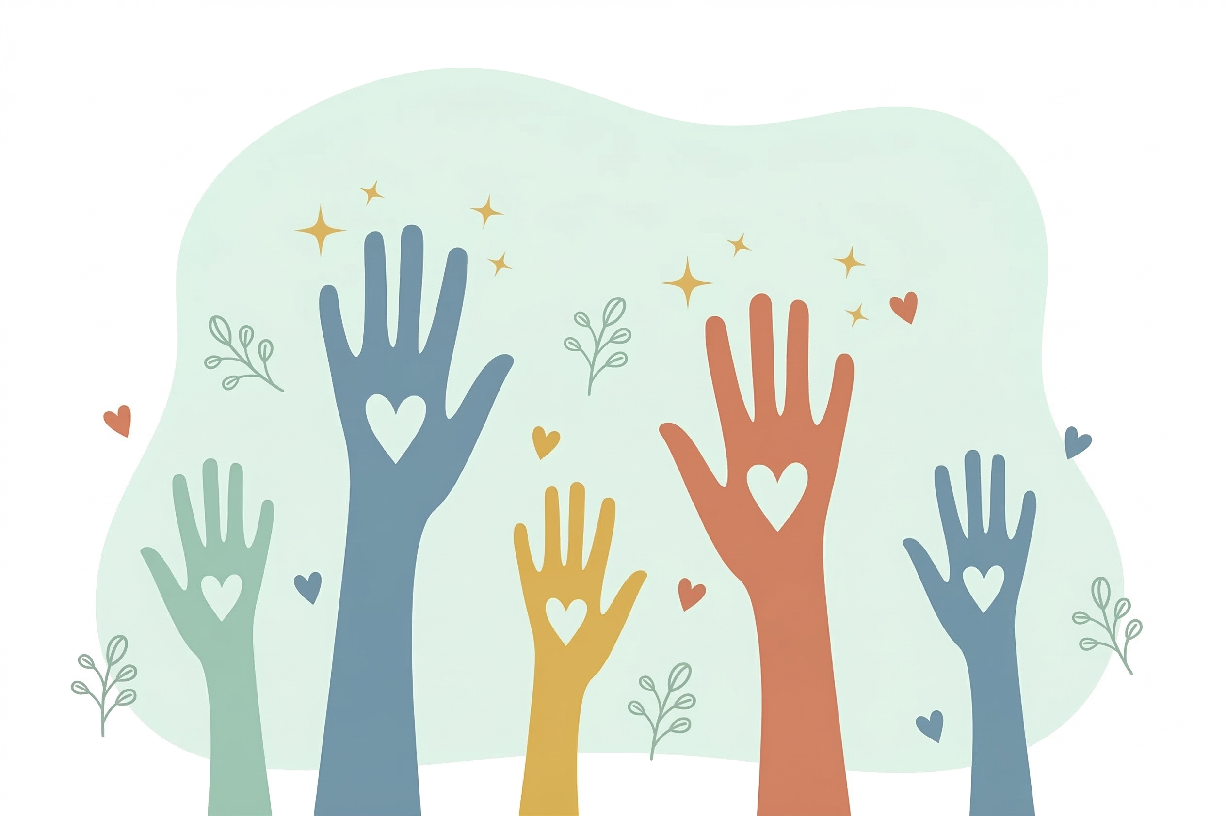 Teacher sitting on a classroom floor engaging with three young children surrounded by colorful paper cutouts and toys.