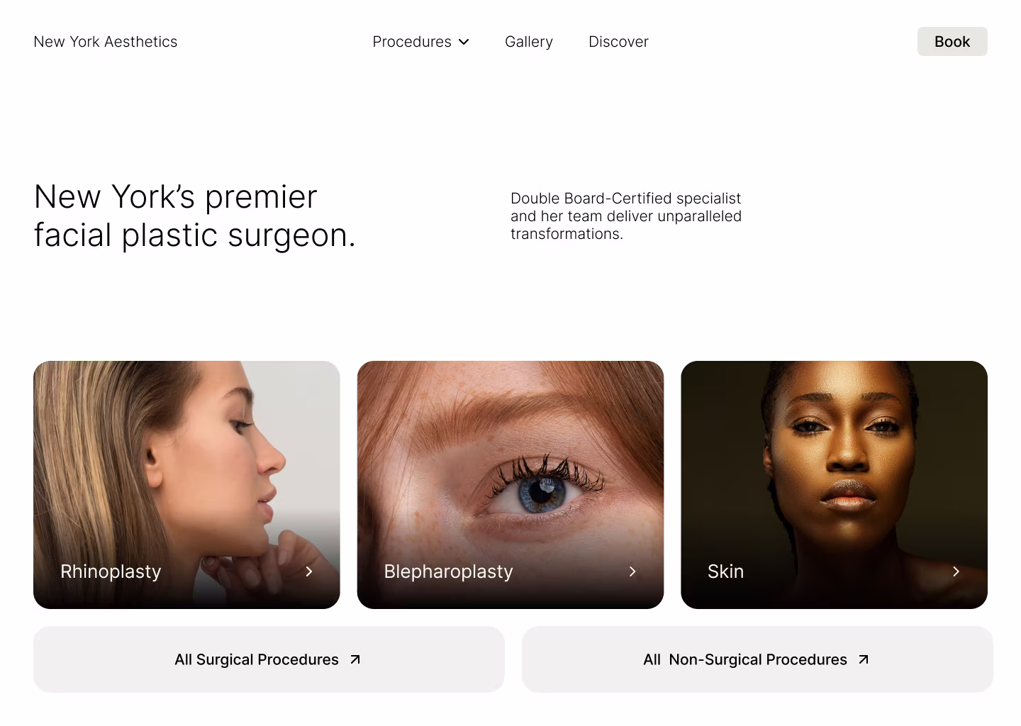 Mockup of plastic surgeon's website