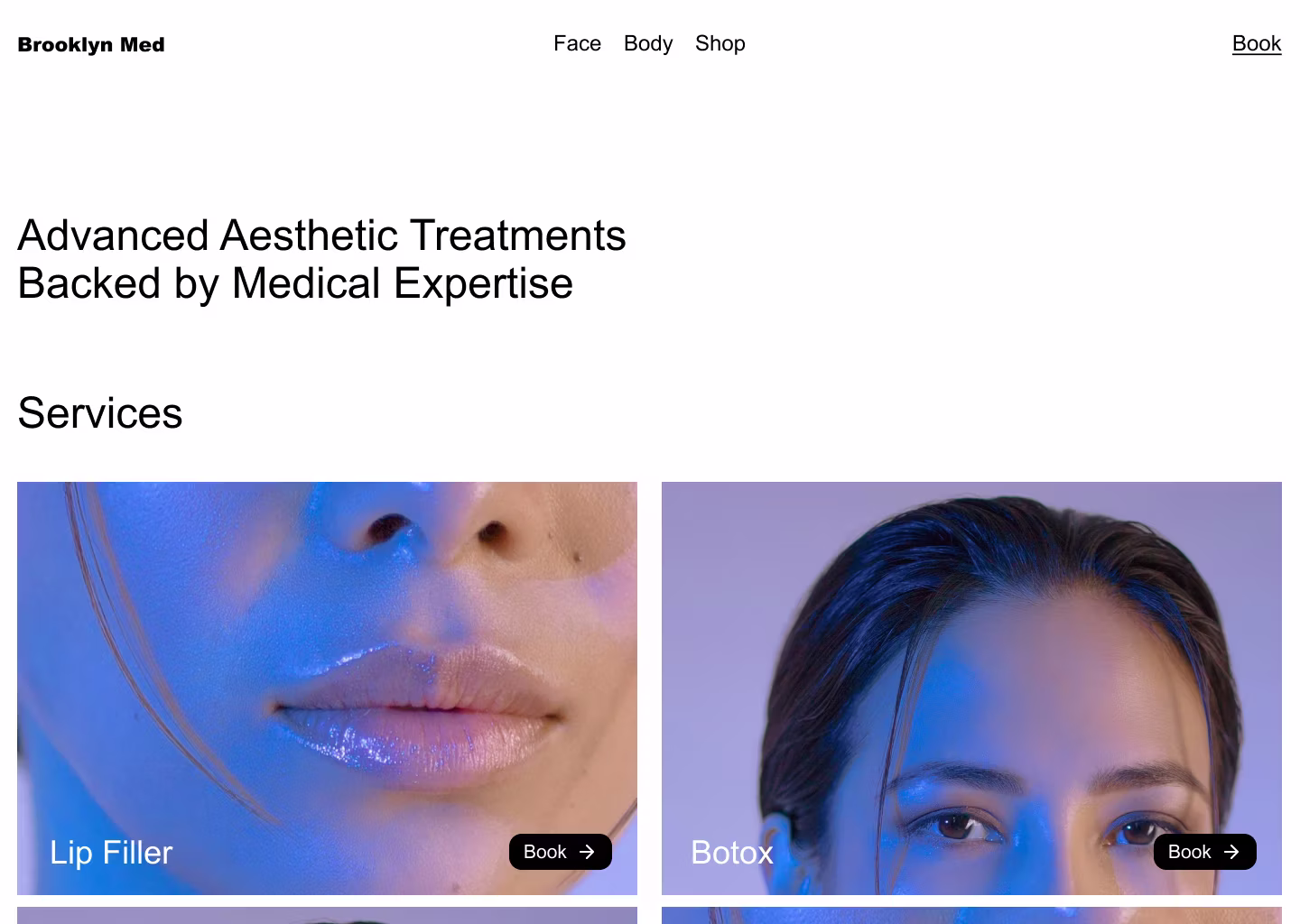 Mockup of med spa's website