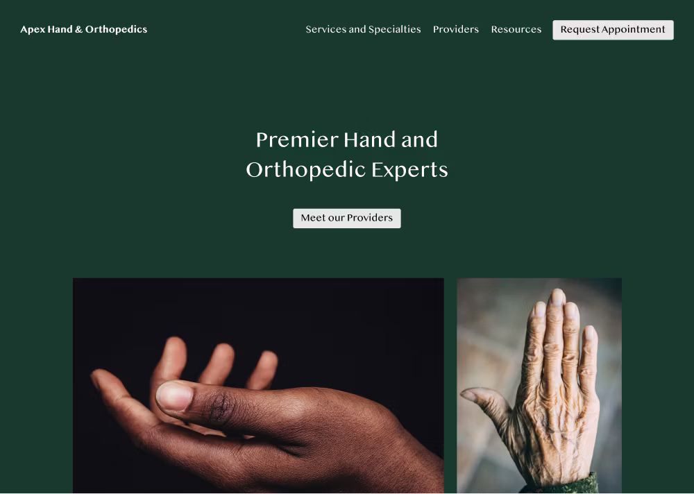 Mockup of specialist's website