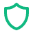 Simple green shield icon with a pointed bottom and curved top edges.