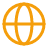 Orange globe icon representing the Earth with latitude and longitude lines.