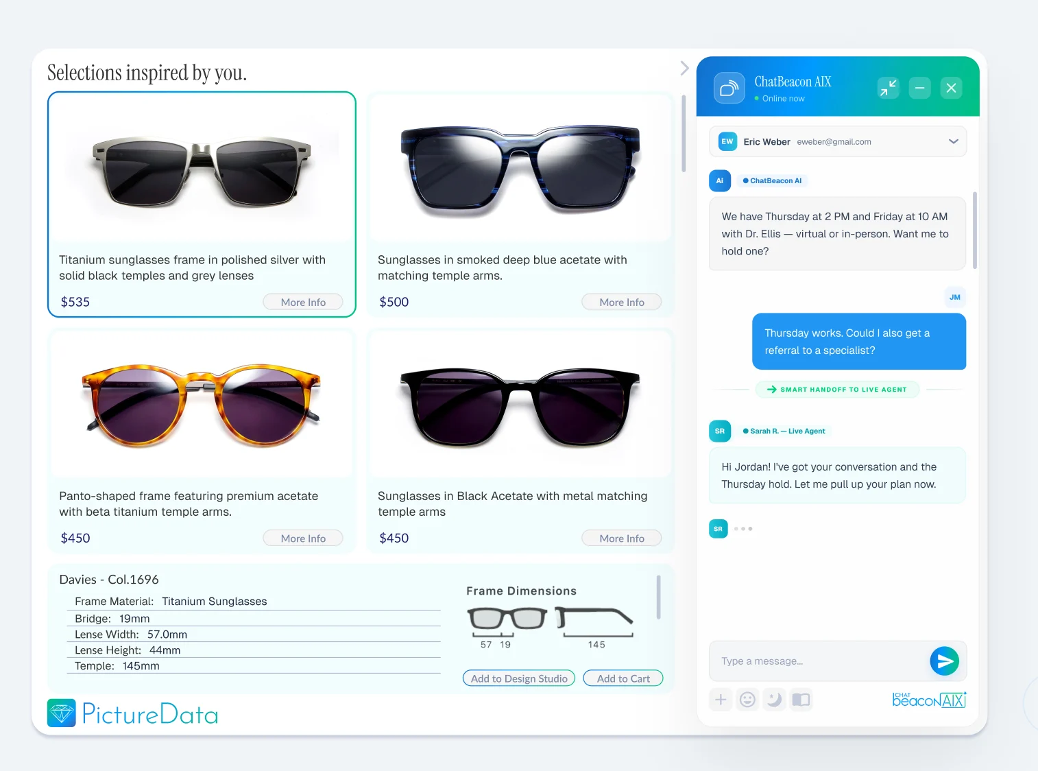 ChatBeacon AIX chat widget running on a customer website
