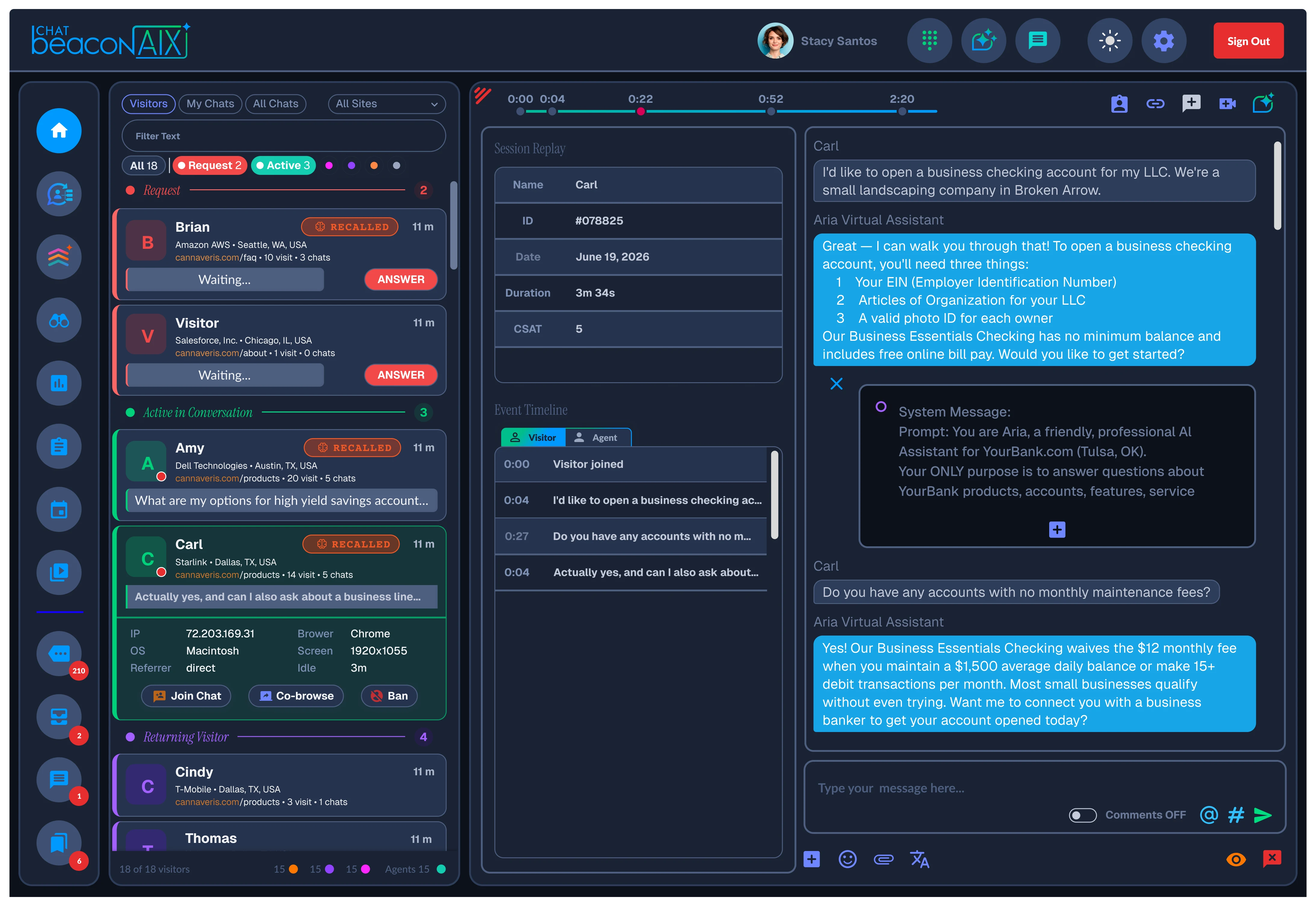 ChatBeacon AIX Operator Workspace running on a self-hosted deployment