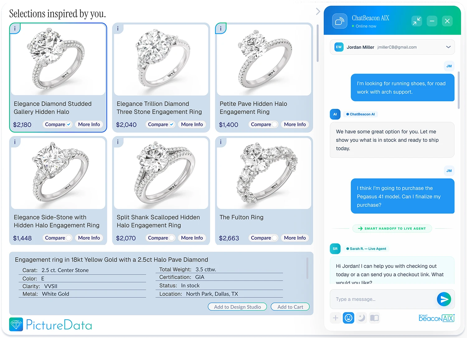 ChatBeacon AIX chat widget running on a customer website