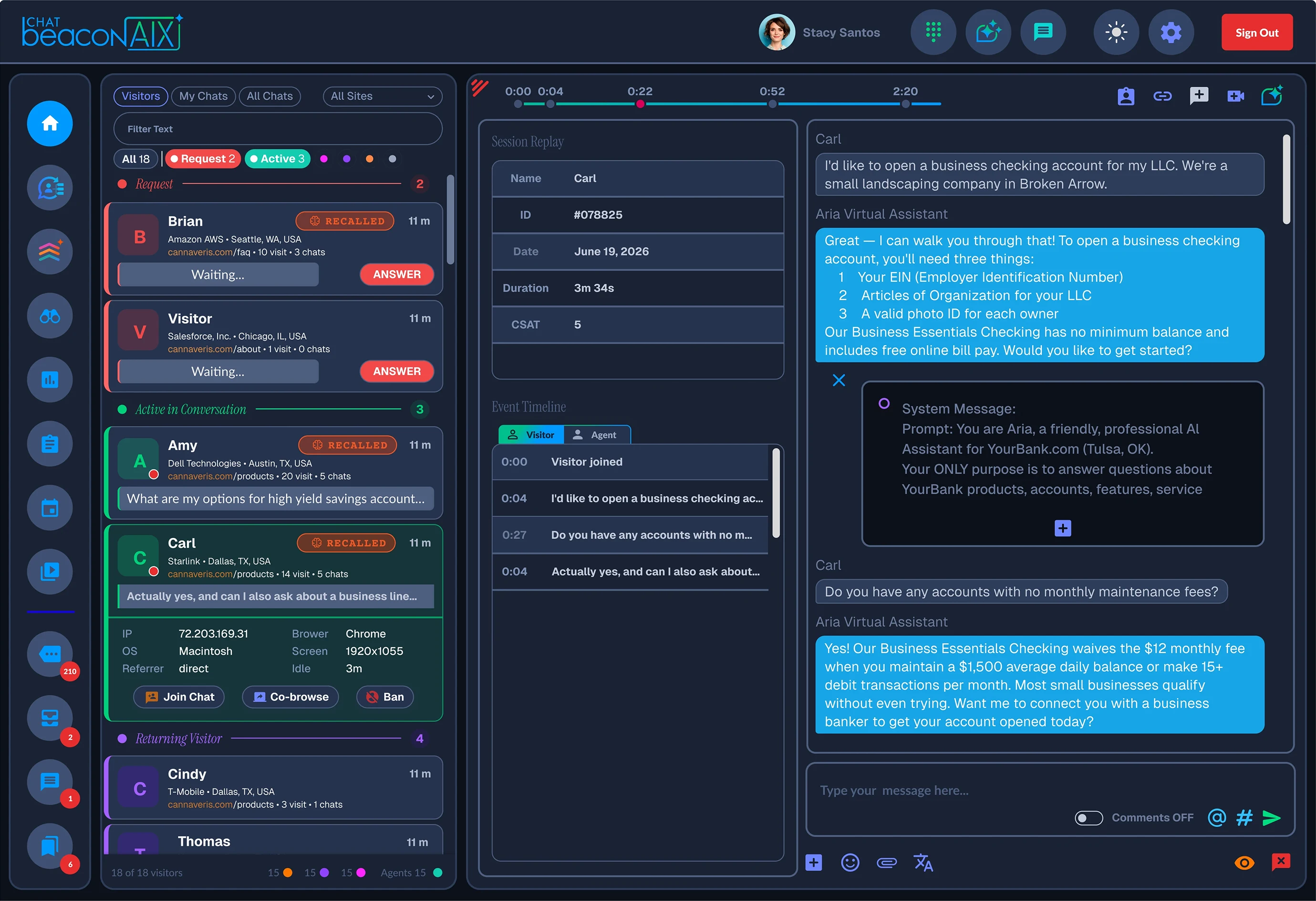 ChatBeacon AIX Operator Workspace running on a self-hosted deployment