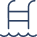 Icon of a swimming pool ladder with water waves below.