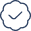 Blue outline of a shield with a checkmark inside, symbolizing security or verification.