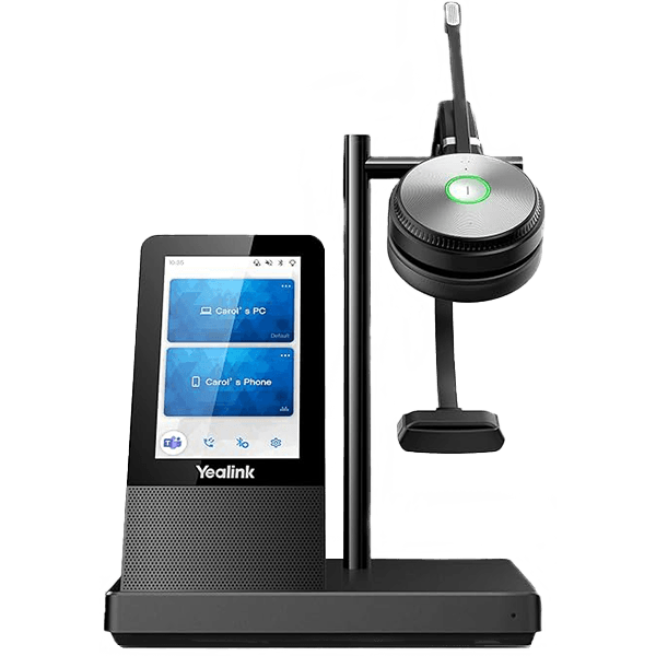 Yealink WH66 mono wireless headset with color touchscreen charging base