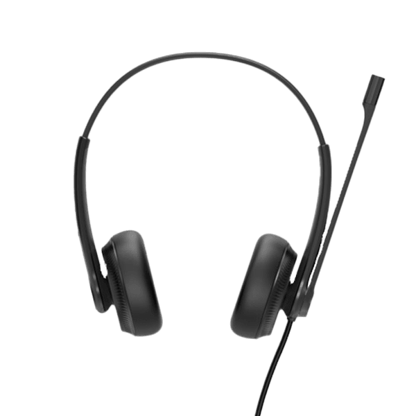Yealink YHS34 dual-ear wired headset with noise-canceling microphone for desk phones