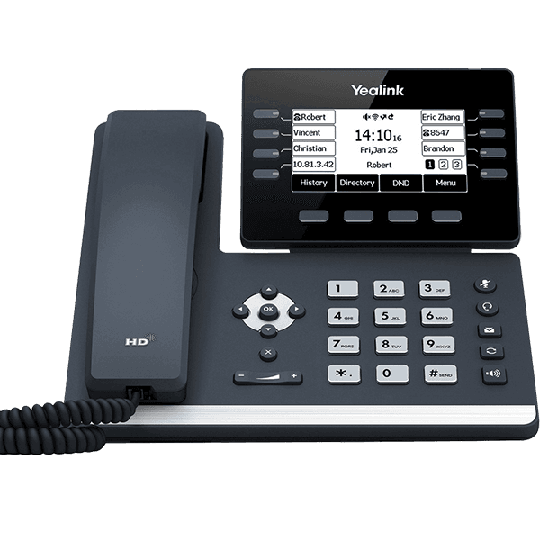 Yealink T53W mid-level IP phone with adjustable LCD screen and built-in Wi-Fi and Bluetooth