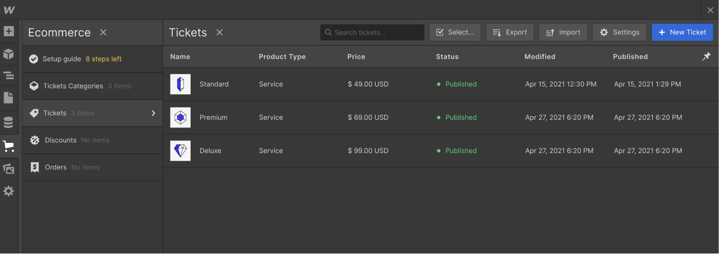 eCommerce Collection - Conference X Webflow Template