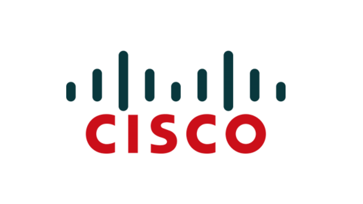 Cisco logo with red lowercase text and a blue digital signal icon above it.