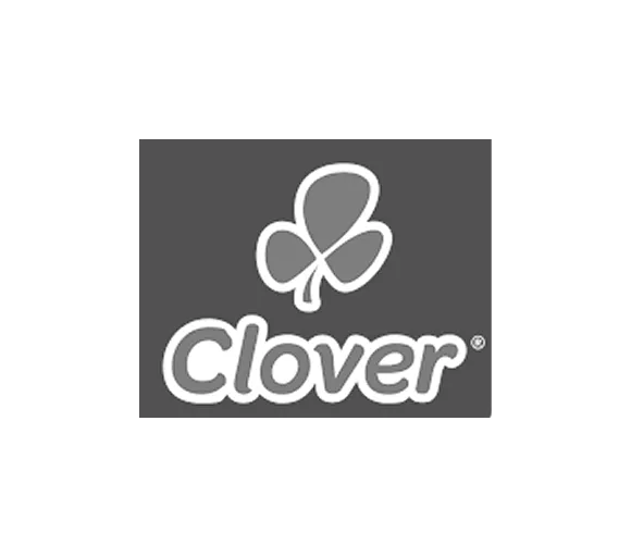 Clover company logo with a three-leaf clover symbol above the text.