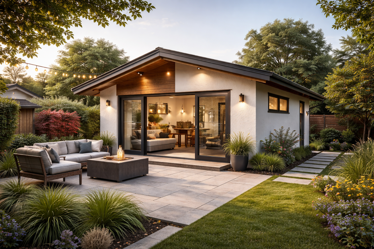 Step-by-step ADU permit process in Orange County with modern backyard accessory dwelling unit