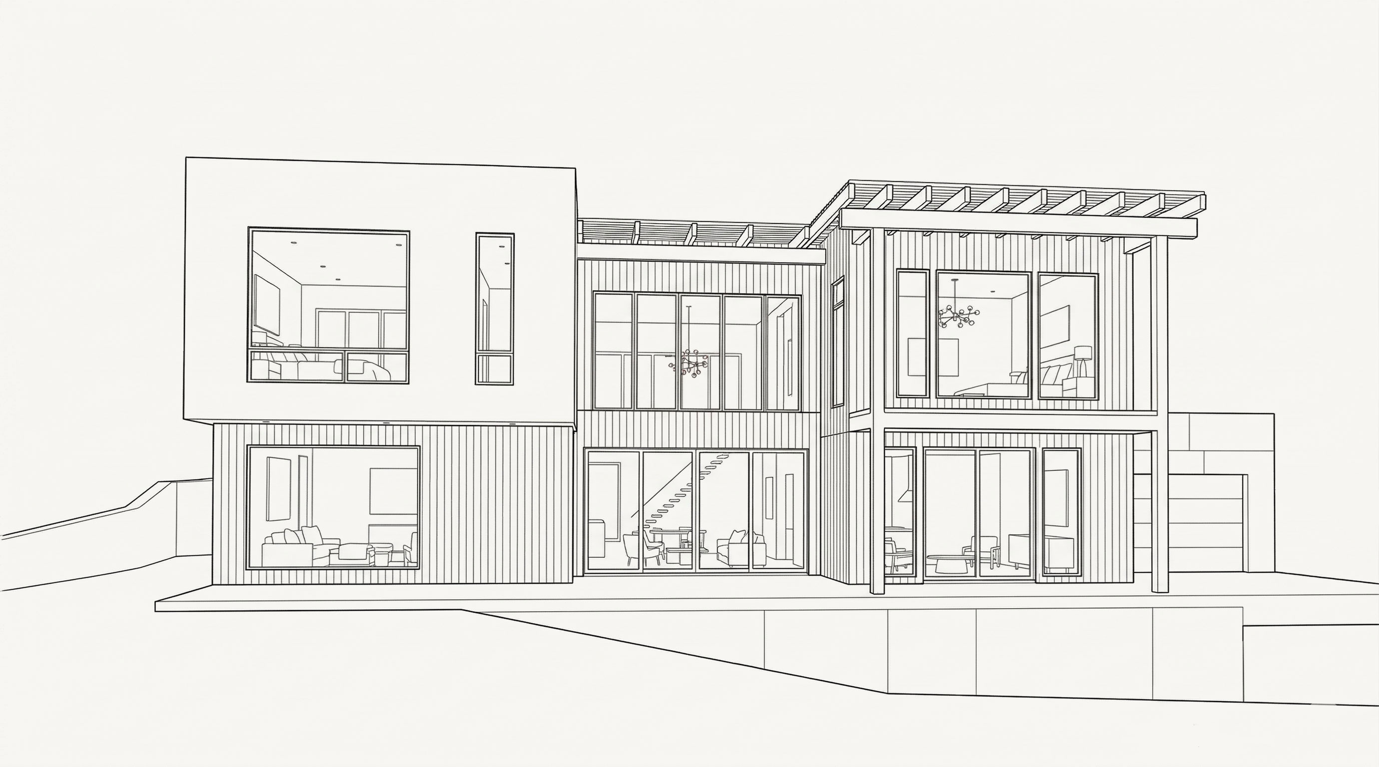 Coordinated architectural structural and MEP engineering plan set for residential ADU project in Orange County California