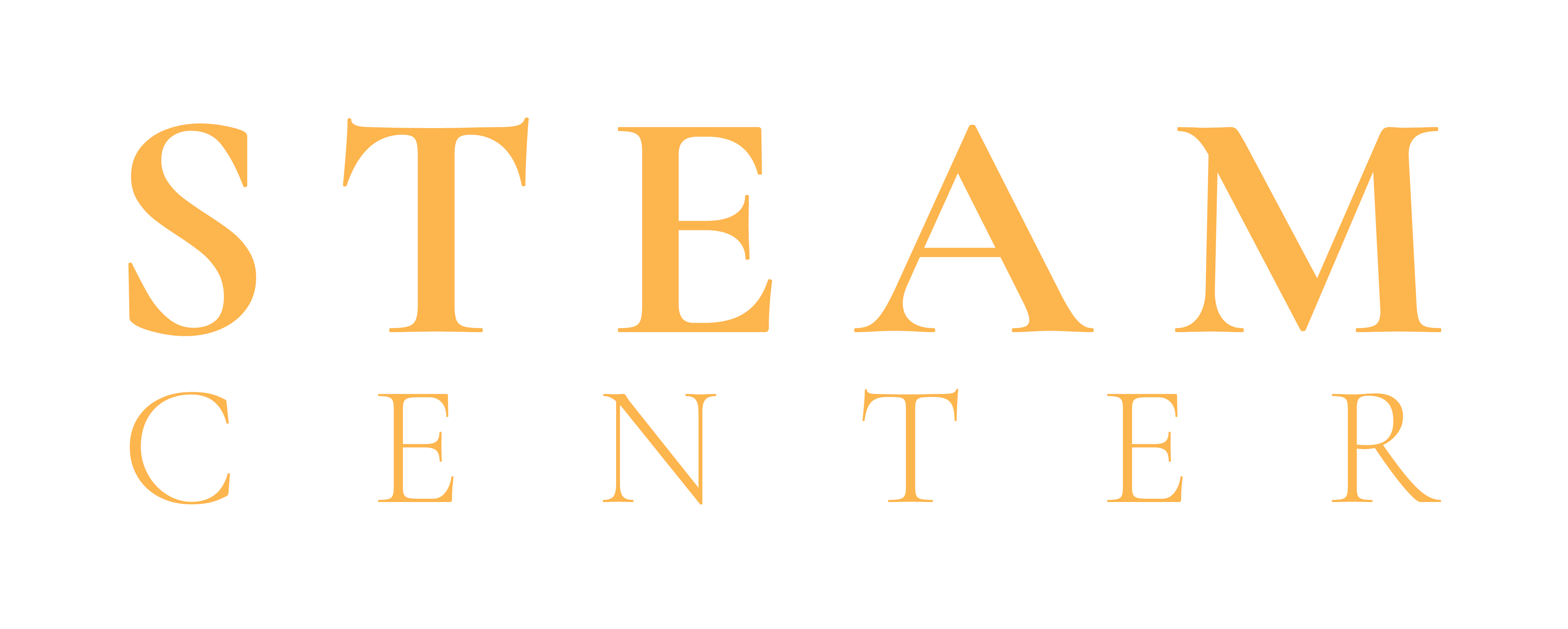 Text reading 'STEAM CENTER' in large orange serif font on a transparent background.