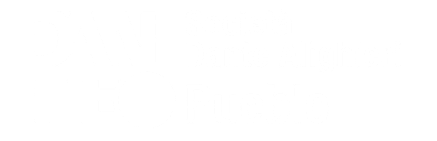 Logo with text Società Dante Alighieri Pueblo in bold block letters.