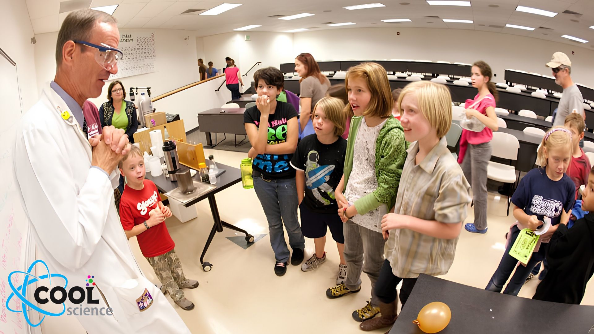 Professor Ron Furstenau after one of his popular "Chemistry Magic" shows during Cool Science Carnival Day.